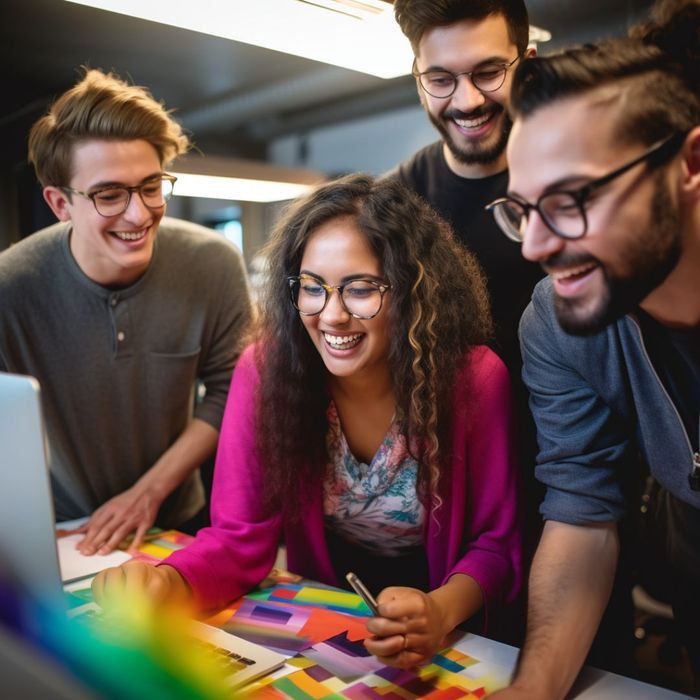 Teams collaborating during an AI design challenge