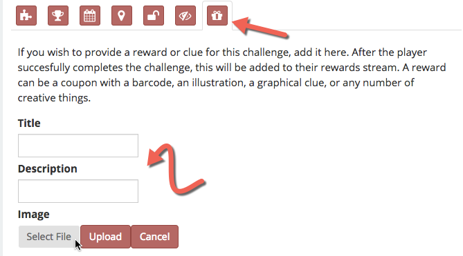 It's easy to add clues and rewards to any challenge