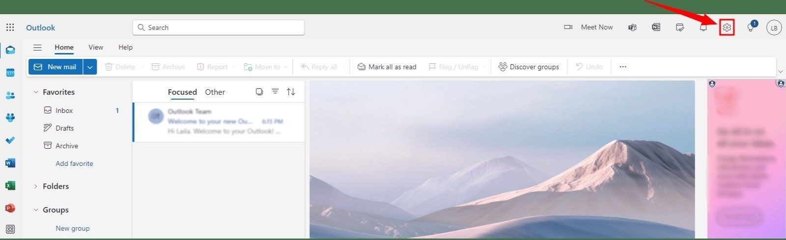 Outlook Step 1 screenshot