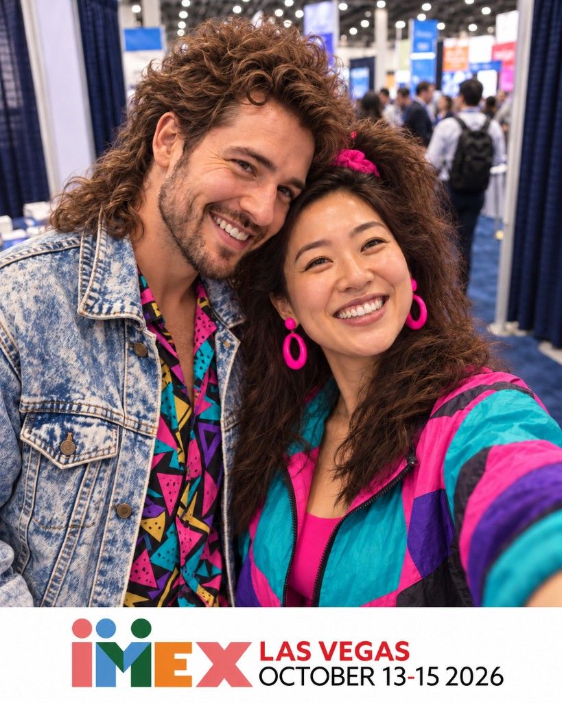 A branded souvenir photo from a conference booth game