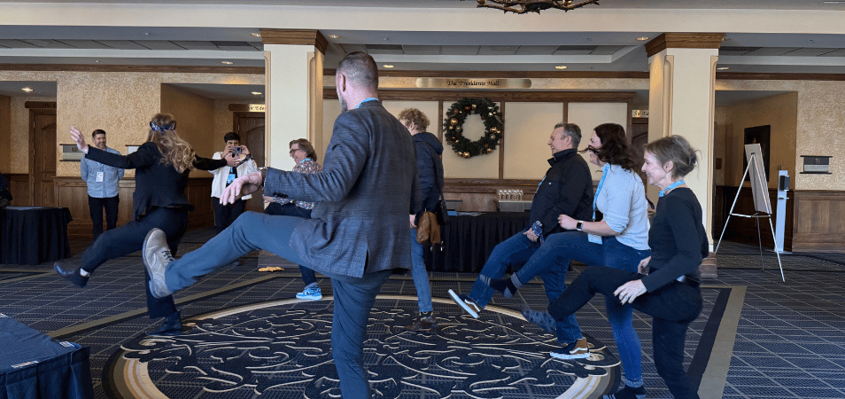 Corporate team games at a leadership summit