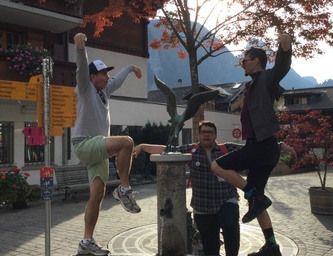 Team posing during a Social Scavenger outdoor game
