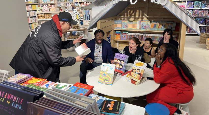 Mall Hunters team challenge in a bookstore