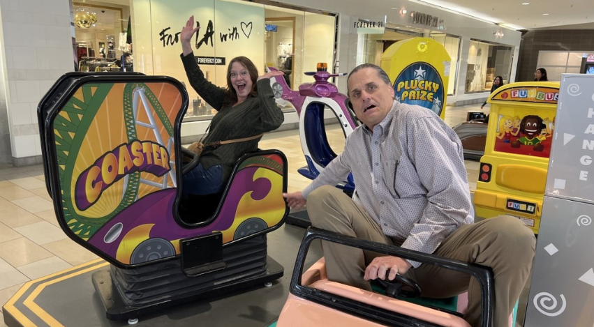 Mall Hunters team at the arcade