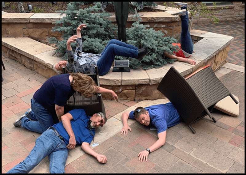 Teams playing Mission Impossible city scavenger hunt