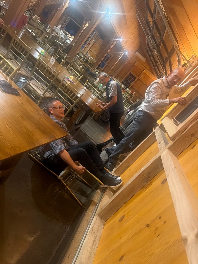 Team preparing a venue space ahead of an interactive poster game