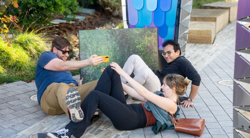 Team playing scavenger hunt