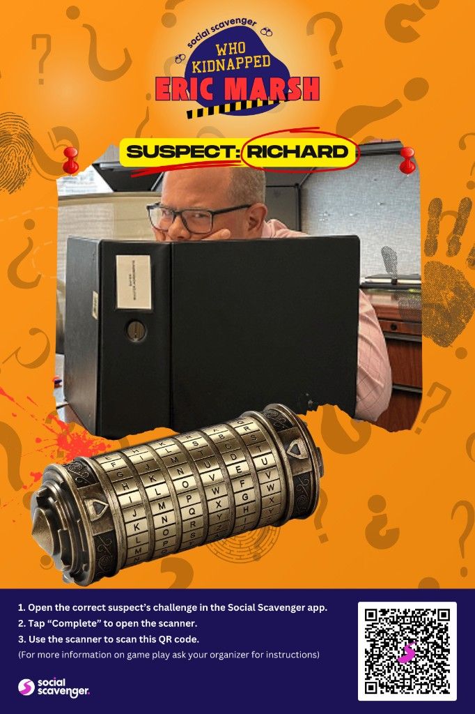 Custom Who Kidnapped YOUR Boss suspect poster with QR code