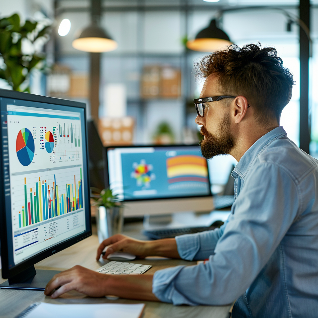 A_professional_analyzing_complex_data_charts_and_gr