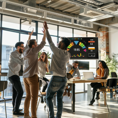 A_playful_office_scene_with_a_group_of_young_profes